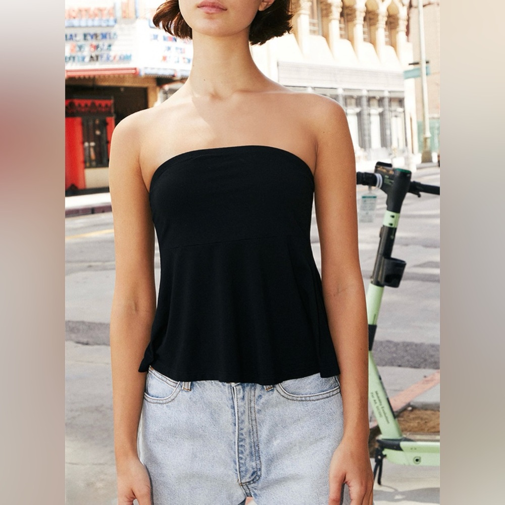 Brandy Melville Flora Black Strapless Babydoll Women's Tube Top